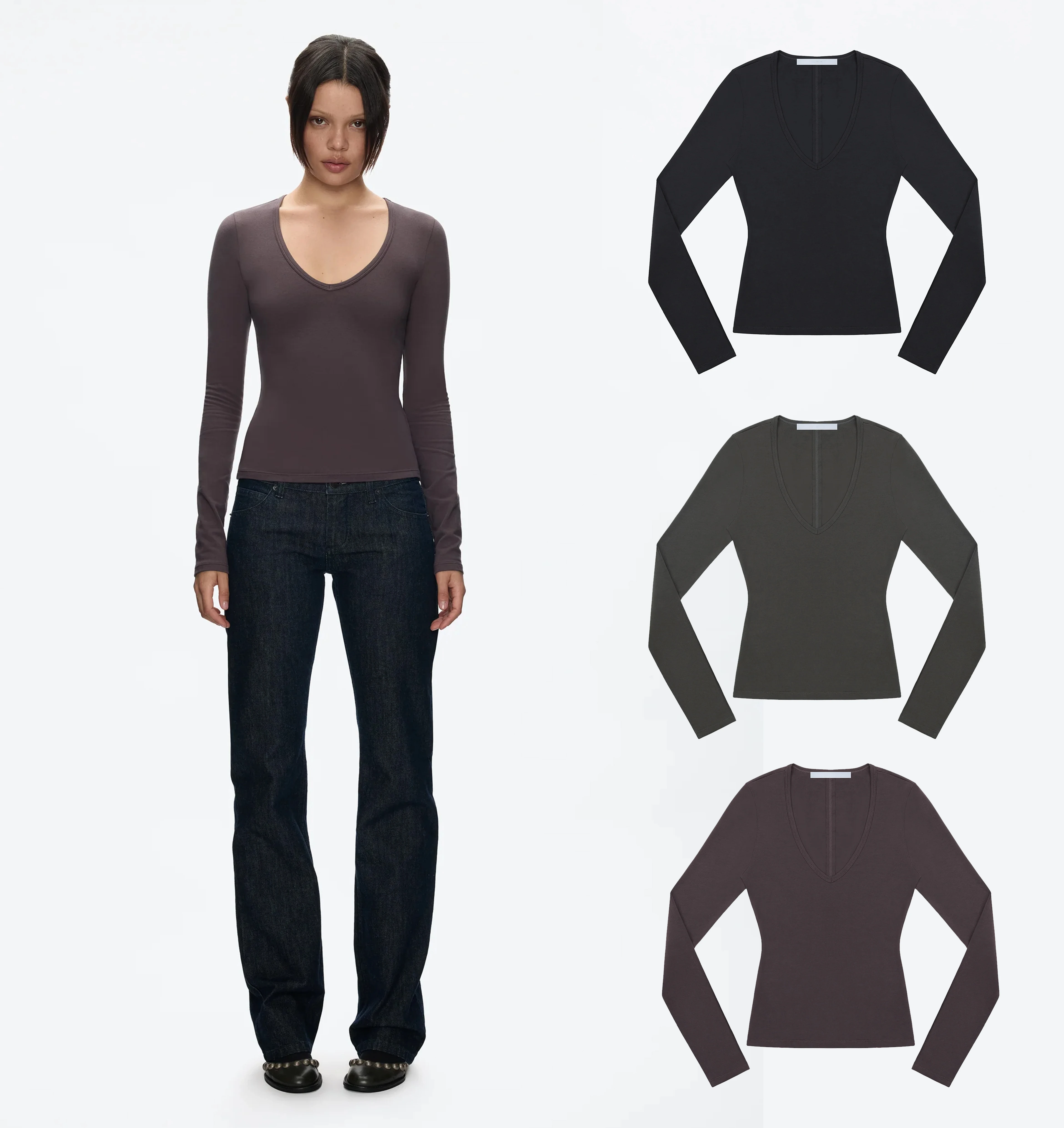 

Tank Autumn and Winter V-Neck Slim-Fit Long-Sleeve Knit Top, Slimming and Versatile for Commuting, Everyday Inner Wear or Outerwear Base Layer, Minimalist High-End Feel, Warm Base Layer Top