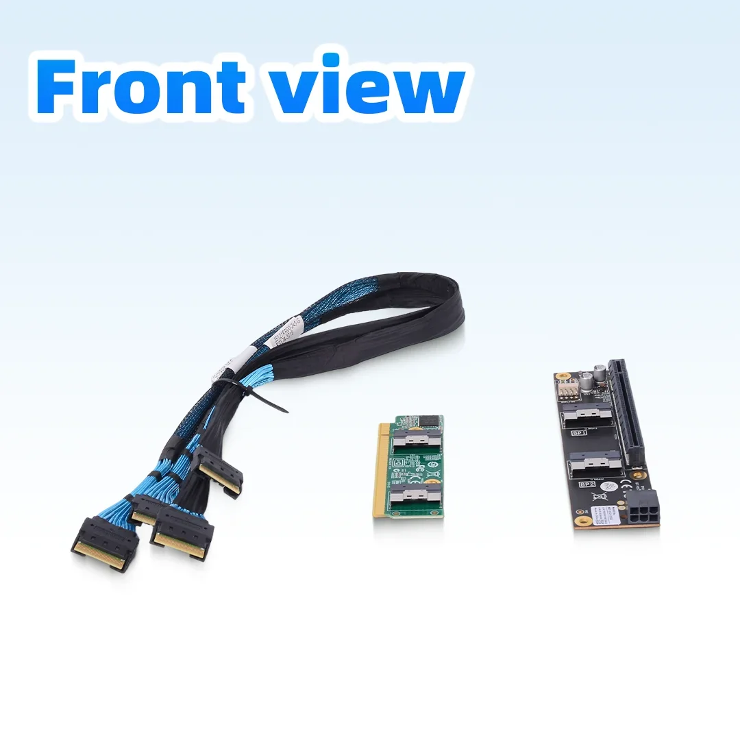 PCIe 4.0 1U Adapter Card + 4.0 Backplane + SFF-8654 Riser Cable for Gaming Graphics Cards GPU External Expansion eGPU 0.6m 0.9m