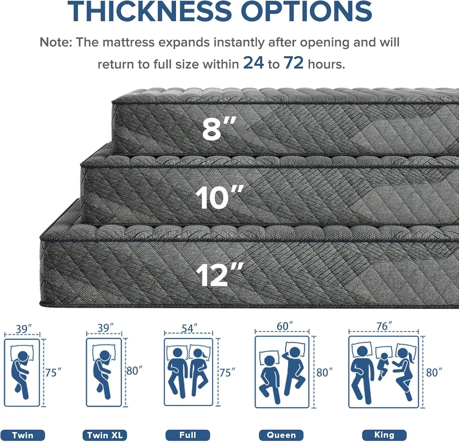 Queen Mattress, 10 Inch Medium Firm Hybrid Mattress with Pocketed Springs, Breathable Convoluted Foam, Queen Size Mattress in a