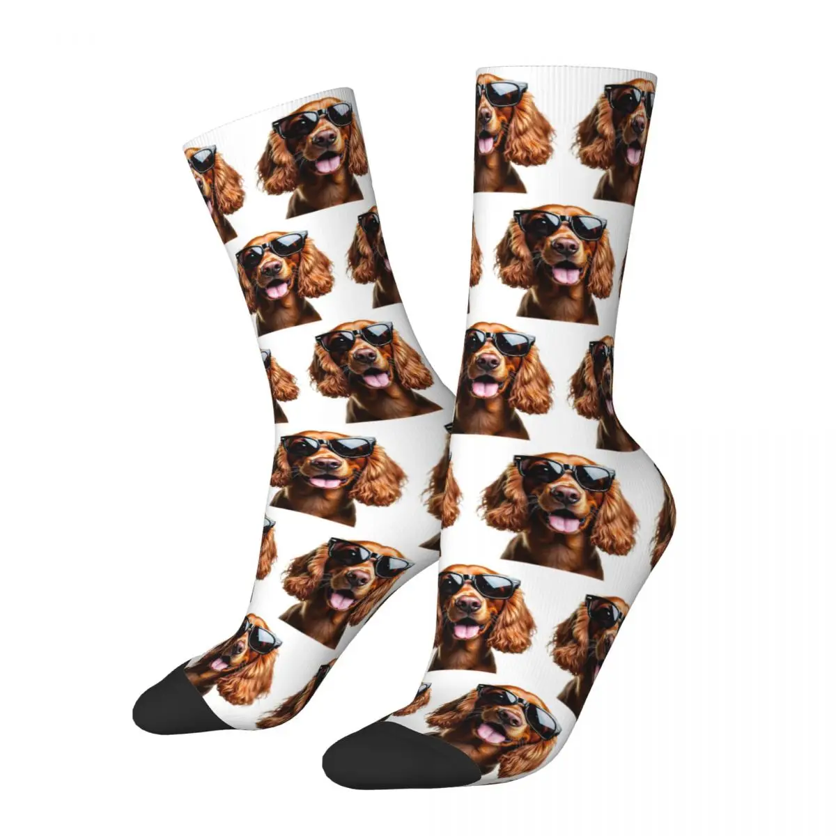 Funny Cool Cocker Spaniel Wearing Sunglasses Socks Harajuku Super Soft Stockings All Season Long Socks for Unisex Birthday Gifts