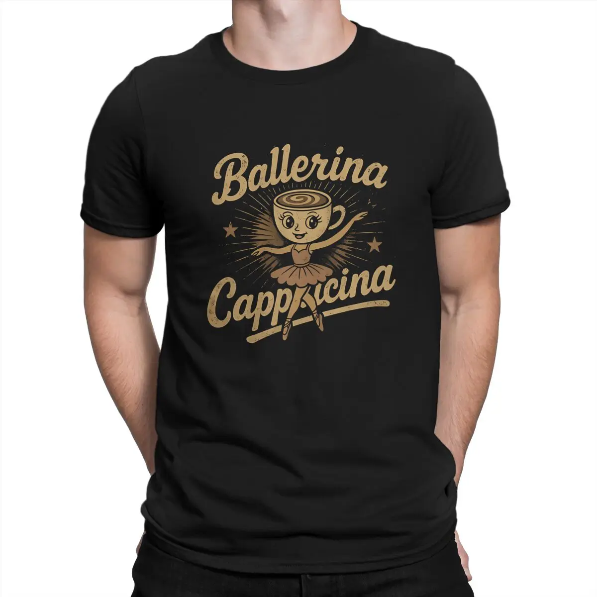 

Polyester TShirt for Men Brain Rot Ballerina Cappuccina Meme Italian Brainrot Humor Leisure Sweatshirts T Shirt Novelty Trendy