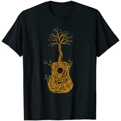 Acoustic Guitar Tree of Life Guitar Print T-shirt Harajuku Tops Casual Funy Tee Short Sleeve Nature Guitarist Player T-Shirt