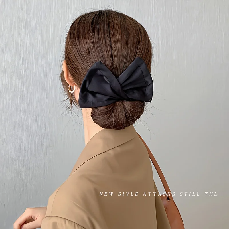 1 Stück Satin große Schmetterlings-Krawatte-Haarspange, vielseitiger Haargummi, Haar-Accessoires für Frauen, tägliches Pendeln, Dating-Styling-Dekoration – Detail 5