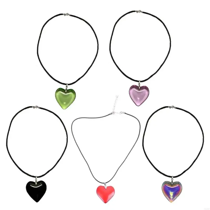 

A9BF Women Girls Heart Pendant Necklace Hip-Hop Rope Chain Choker Jewelry Gift