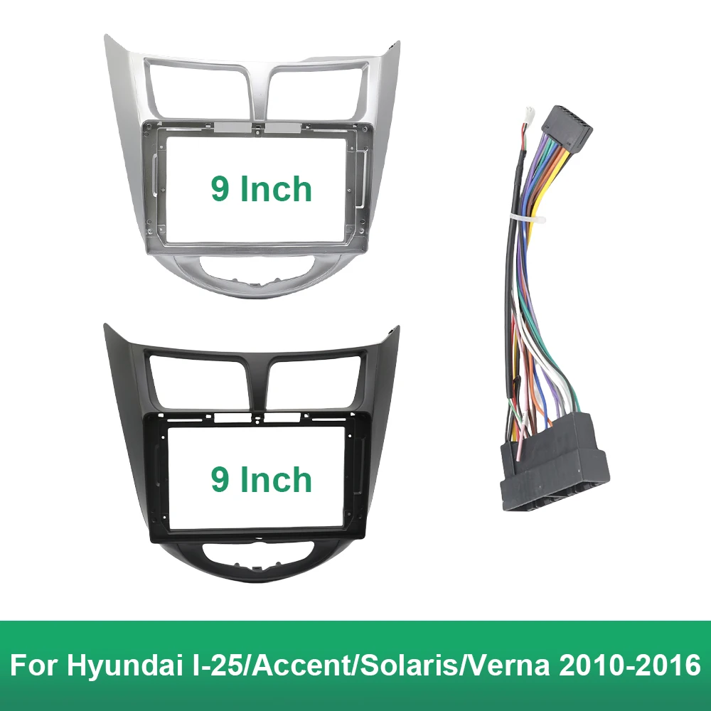 Car 9 Inch Radio Fascia For Hyundai I-25/Accent/Solaris/Verna 2010-2016 Frame Android 2Din MP5 Player Stereo Panel