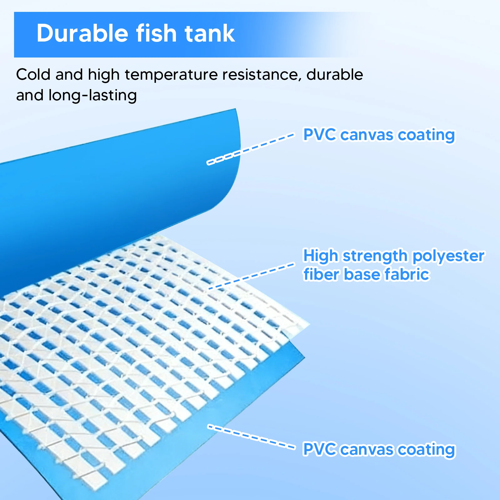 Temporary Fish Tank with Frame & Drain Valve Rectangular Goldfish Tank Clear Viewing Panel for Ornamental Fish & Outdoor Use