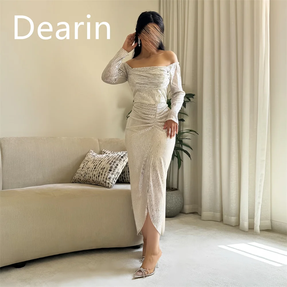 

Customized Prom Dress Women Formal Dearin Off-the-shoulder Sheath Ankle Length Skirts Bespoke Occasion Dresses Evening Gown