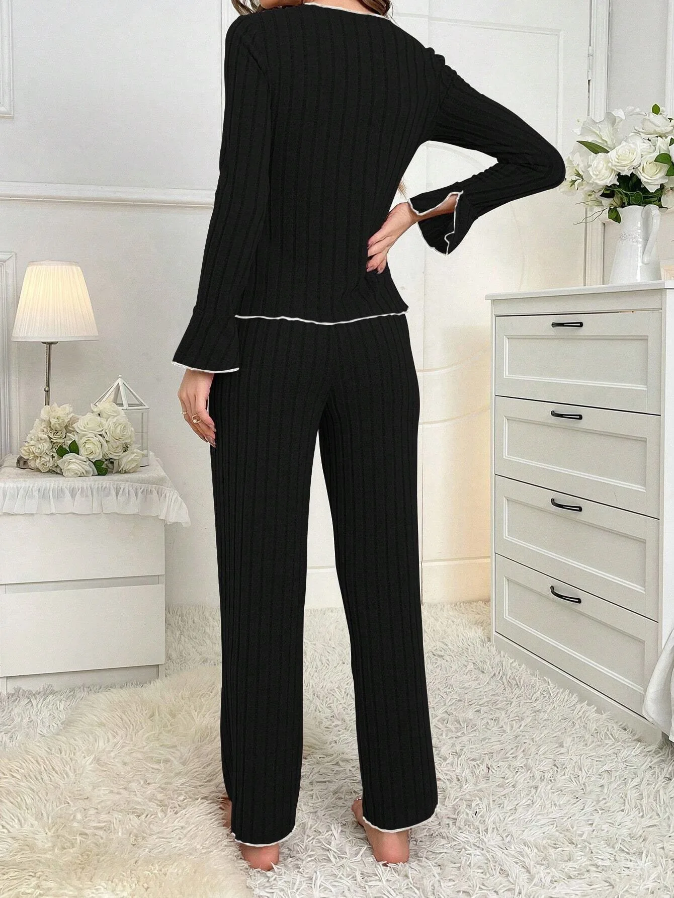 Women\'s Two-piece Pajamas Autumn And Winter Home Warm Casual, Fashionable And Wearable Home Clothes Set For Women
