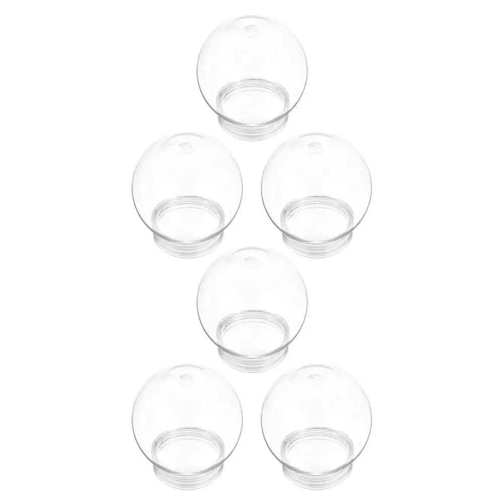 6Pcs Clear Plastic Snow Globe Dome with Base 270Ml DIY Fillable Candy Bottle Screw Lid Water Globe Craft Kit for Decorative