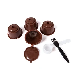 4Pcs Reusable Coffee Capsule Filter Cup Coffee Capsule Filters For Nespresso Dolce Gusto With Spoon Brush Kitchen Coffee Tools