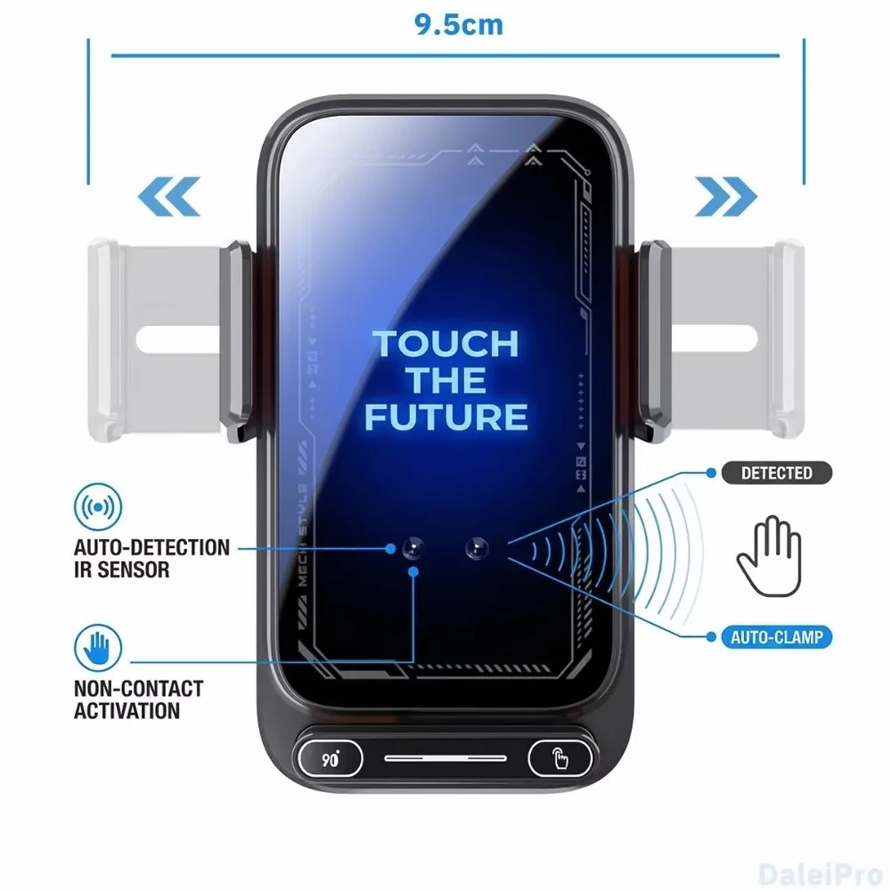 66W Fast Charging Car Phone Charger Auto Sensing Auto Induction Mobile Phone Holder Charger One Key Release Wireless Charger
