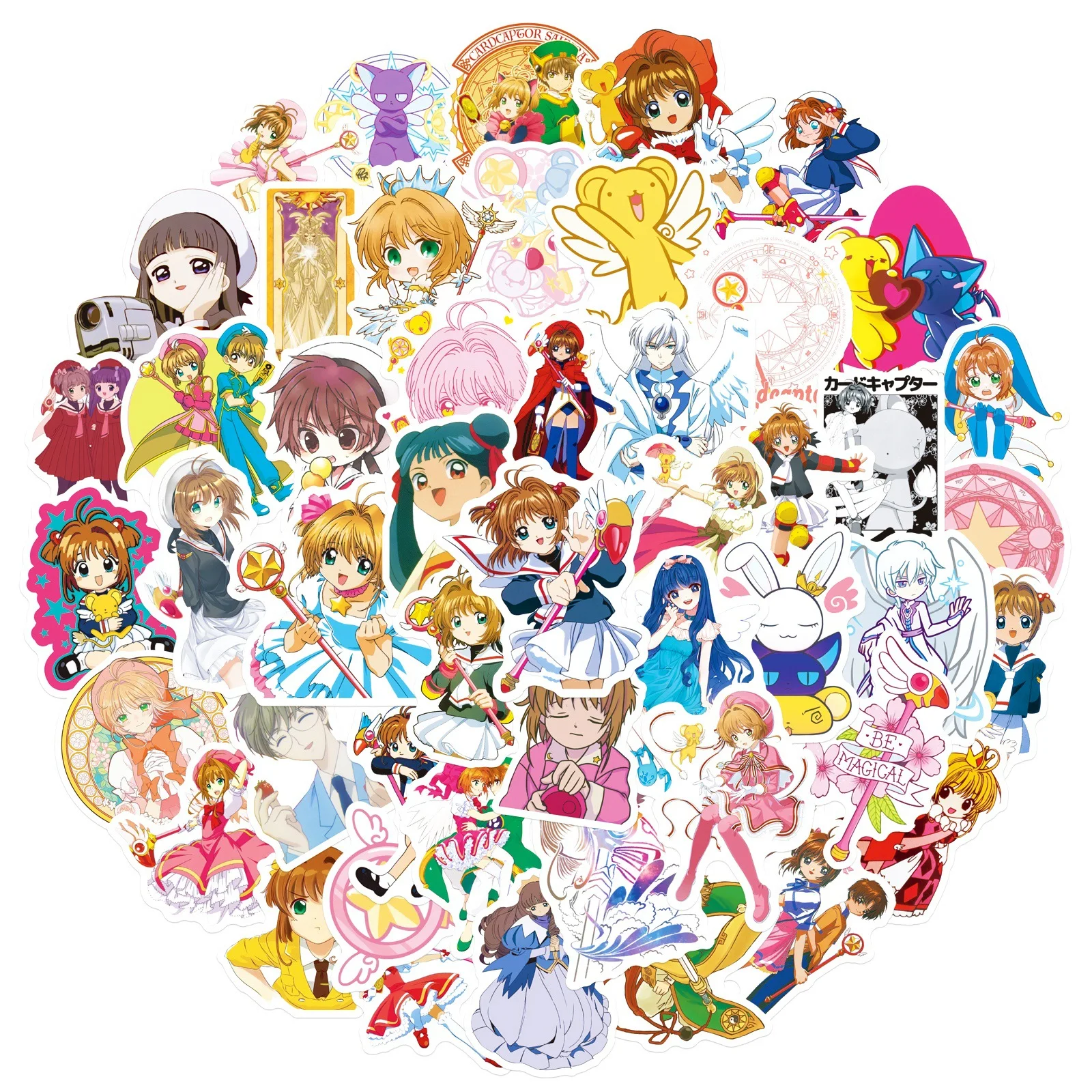 50PCS Card Captor Sakura Stikers Funny Anime Decals Magic Sticker Luggage Laptop Guitar Car Bike Cartoon Decoration Kids Toys