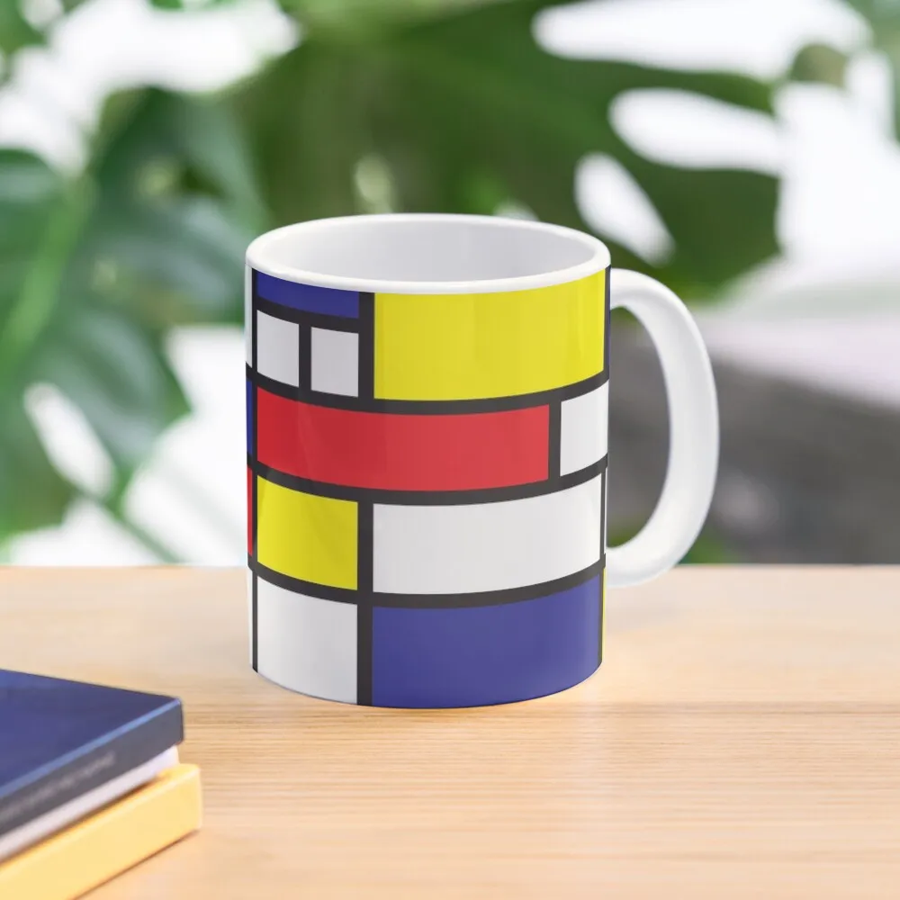 Mondrian Study I Classic Mug Handle Round Simple Gifts Coffee Drinkware Cup Printed Tea Photo Image Picture Design