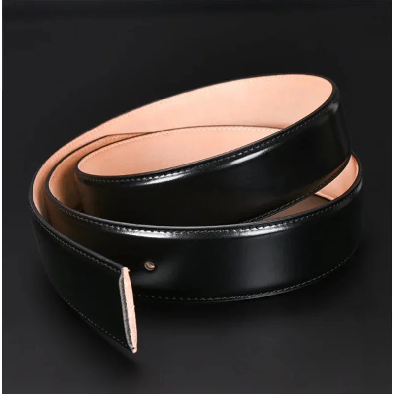 Glossy Patent Leather 3.4cm Wide Belt Strap (No Buckle) - Thickened, Hardened & Perforated Design for 8-Shaped Buckles