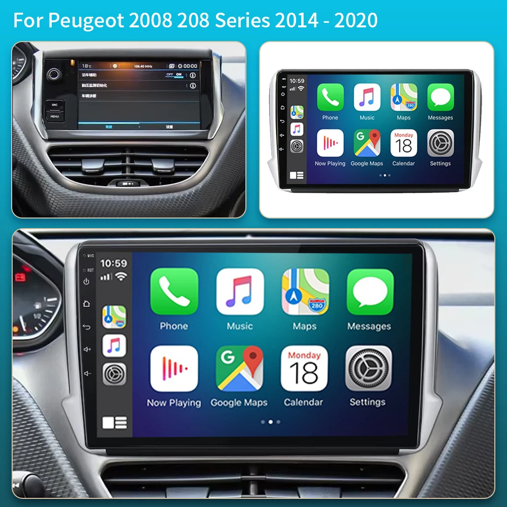 Android GPS Car Radio For Peugeot 2008 208 Series 2012-2020 Autoraido Stereo Navigation GPS Multimedia Video Carplay DVD