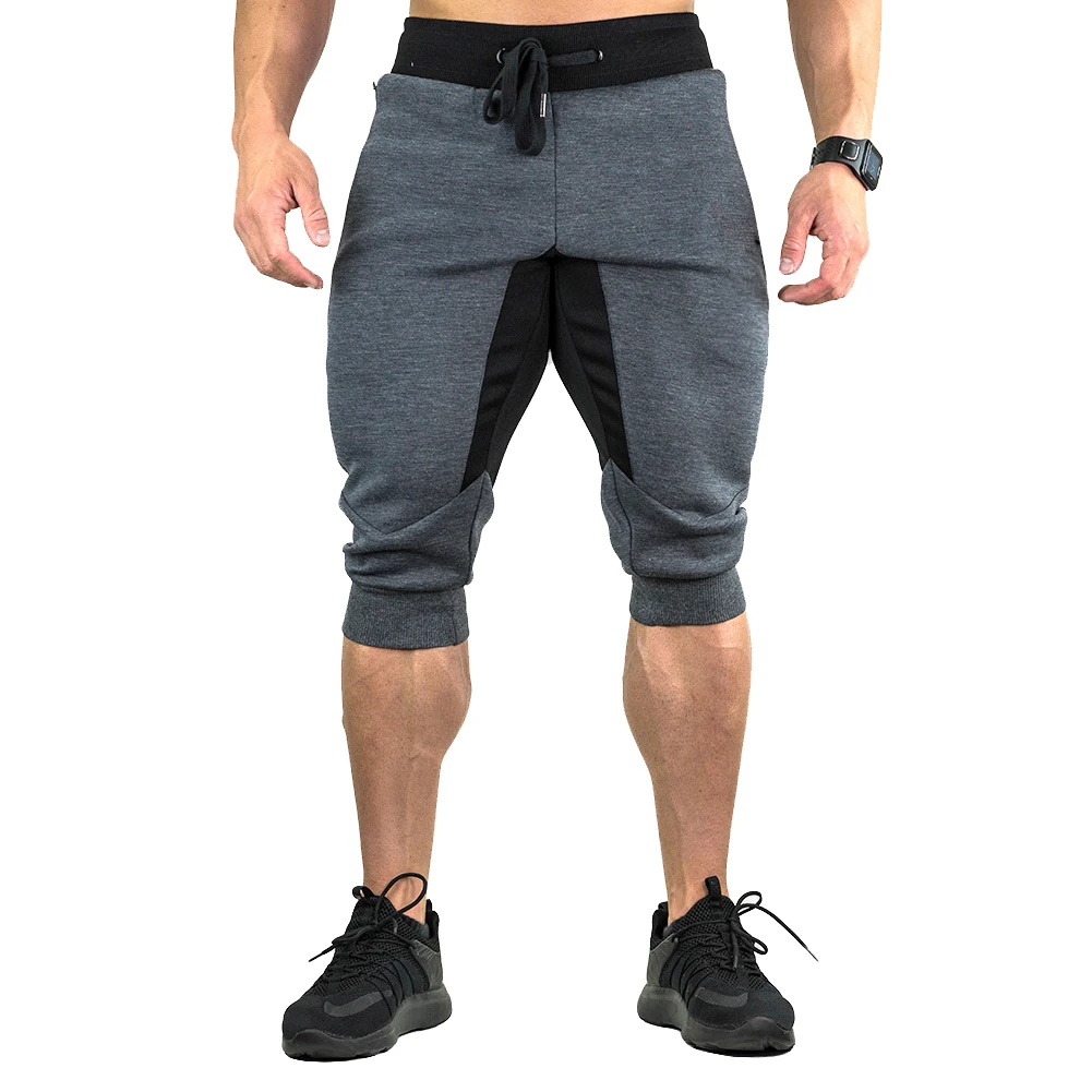 Summer Men\'s Casual Cotton Shorts Running Workout Joggers Sweatpants  Jogging Sport Capri Pants Mesh Below Knee 3/4 Gym Shorts