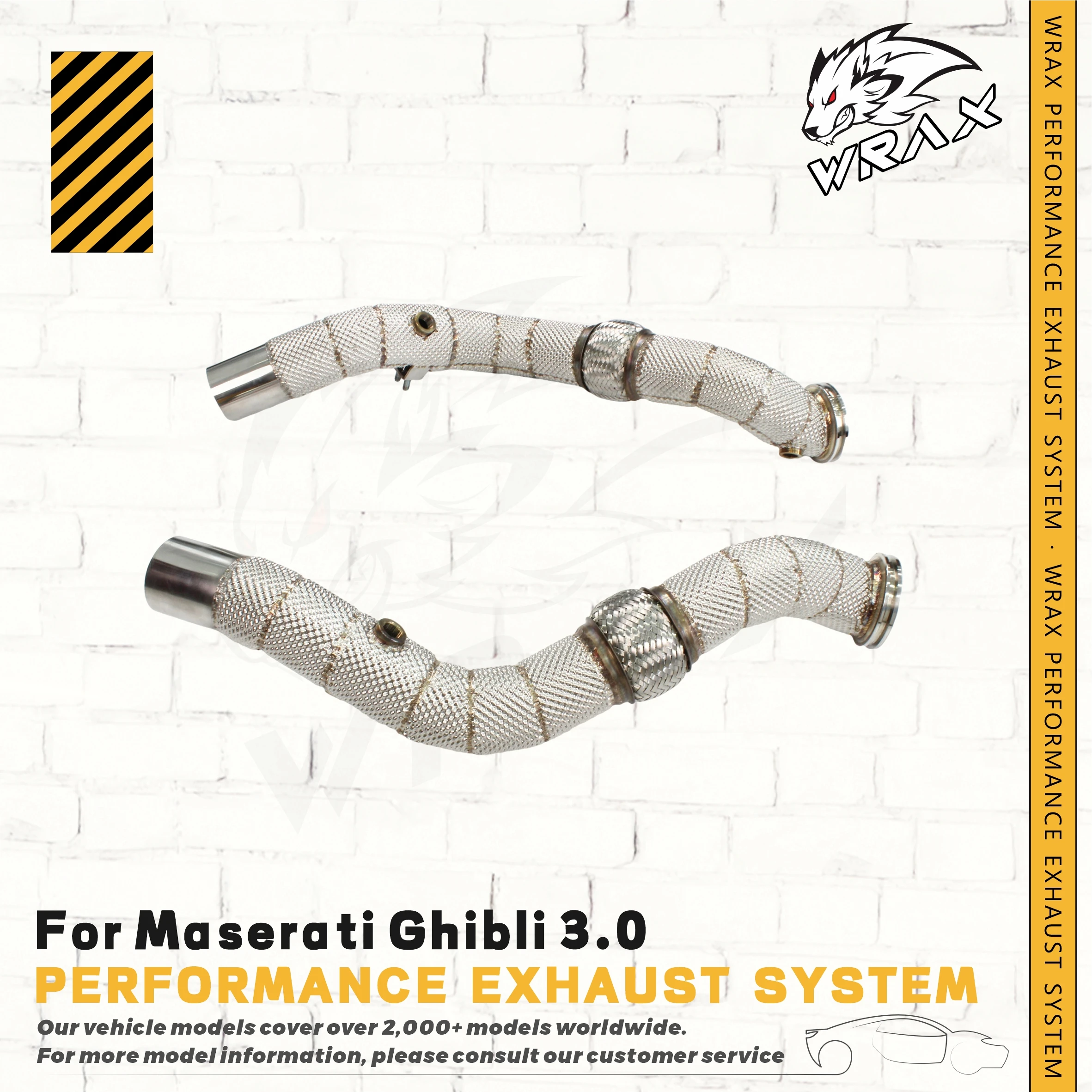 

WRAX High Flow Performance Upgraded Downpipe with Stainless Steel Heat Shield for Maserati Ghibli 3.0
