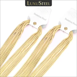 LUXUSTEEL 10Pcs/Lots 2mm Round Snake Chain Stainless Steel Necklace Golden Necklaces Pendants Lobster Clasp Inoxidable 45cm