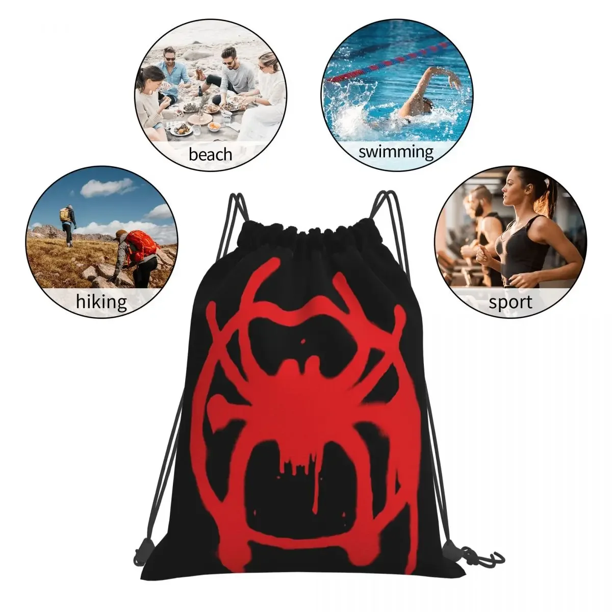 Into The Spider-Verse Backpacks Fashion Portable Drawstring Bags Drawstring Bundle Pocket Sports Bag BookBag Man Woman School