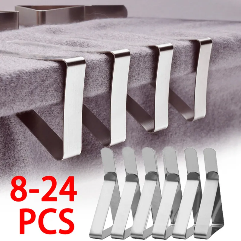 8/16/24PCS Tablecloth Clips Stainless Steel Anti-Slip Tablecloth Clamp Table Cloth Cover Fix Clips for Camping Wedding Promenade