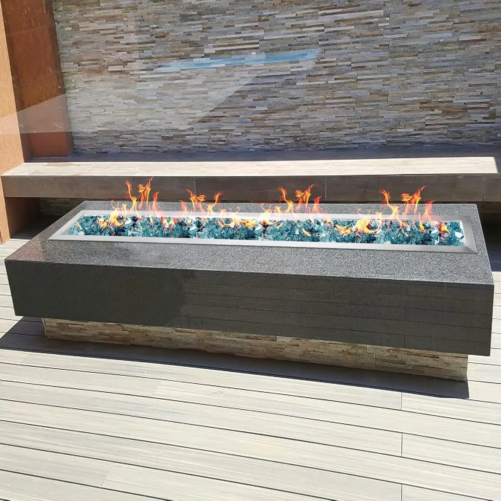 Linear Trough Fire Pit Pan and Burner, Stainless Steel Drop-in Fire Pit Pan, Natural Gas & Propane Fire Pit for Outside