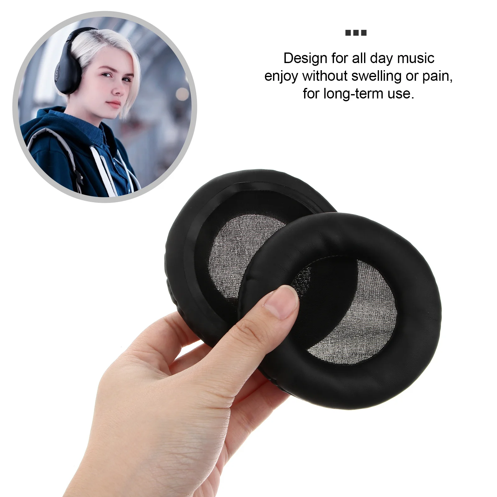 

2pcs Ear Cushion 90Mm Black Replacement For Rp-Dh1200 -2000 1500 205 Hd225 Mdr-V700Dj V700 Headphone