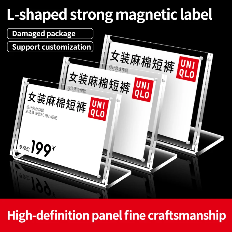 

1 Pcs 4*6cm Acrylic L-shaped Price Tag Display Holder Rack Label Stands Tool 100% Brand New And High Quality