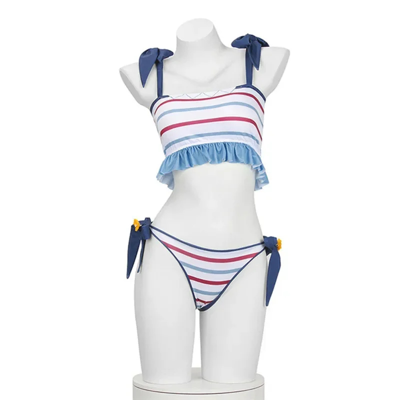 Anime Virtual YouTuber Gawr Gura Cosplay Costume Sexy  Lovely  Bikini Chest Wrap Headdress Little Shark Cartoon  Girl