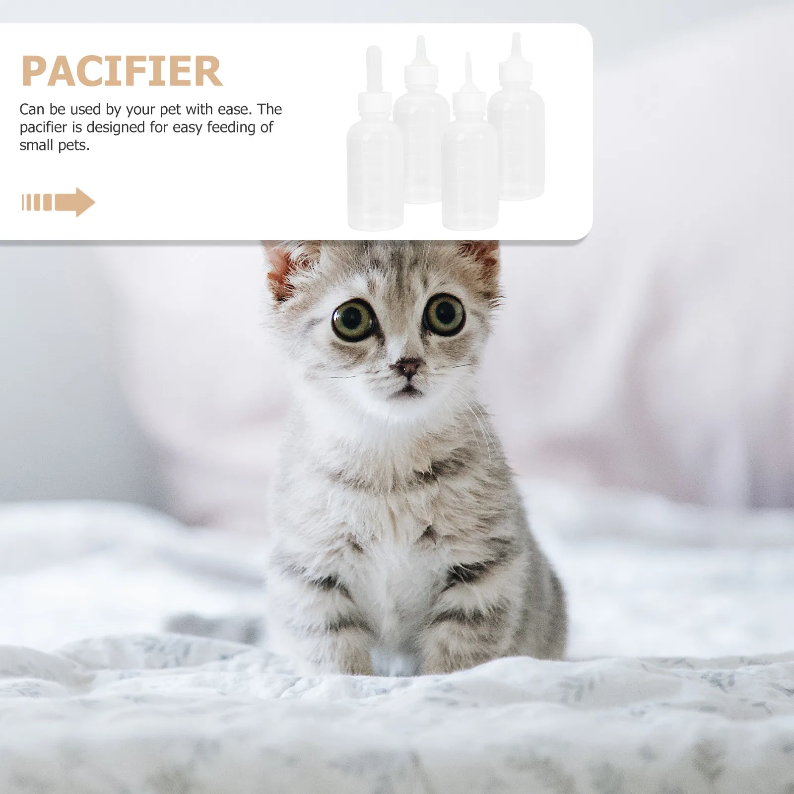 4Pcs Small Pet Feeding Bottle Reusable Lightweight Portable Pet Nurser for Puppy Kitten Rabbit Lamb Nursing Bottle Set Food Safe