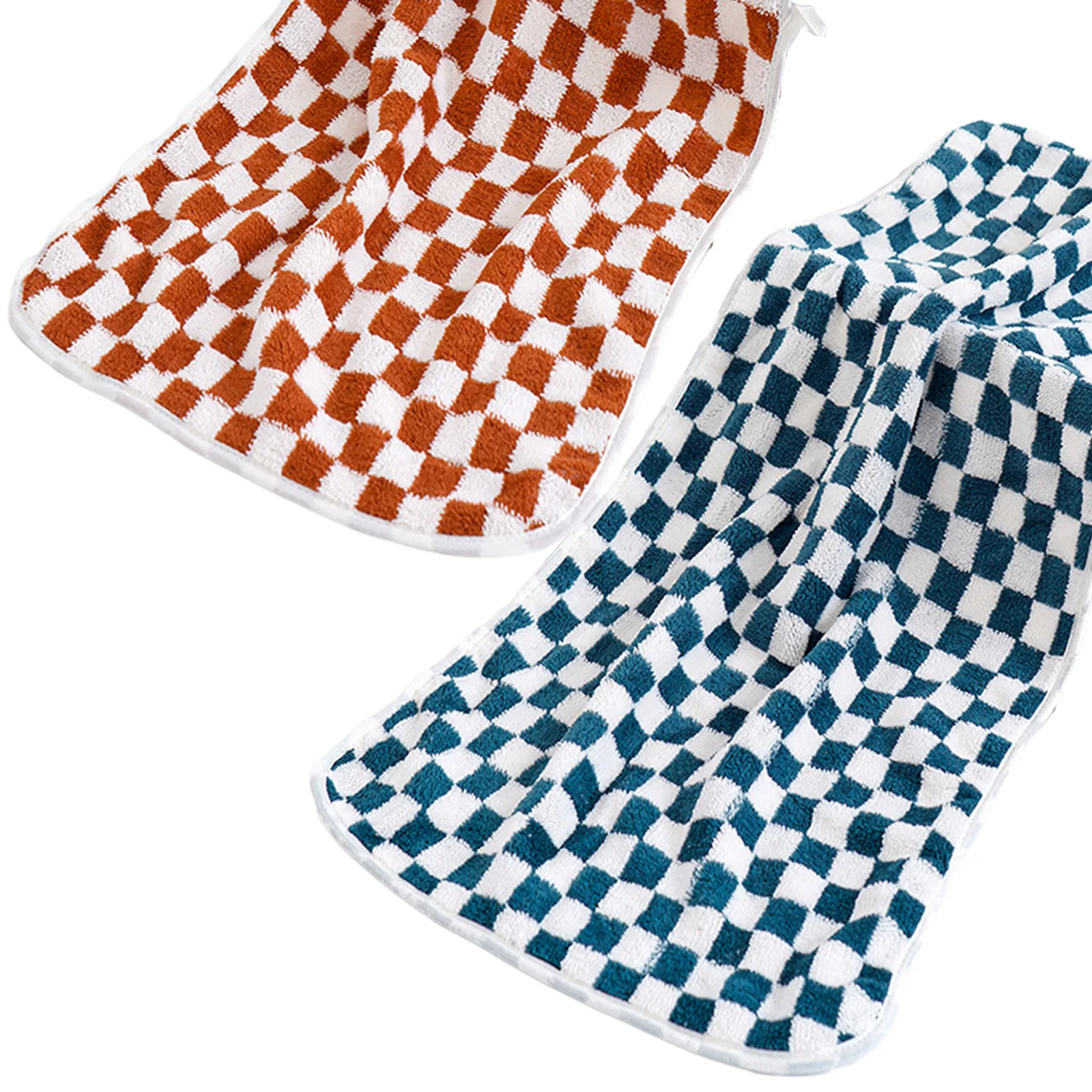 Upgrade Your Post Shower Routine with 2 Coral Fleece Bath Towels Vibrant Checkerboard Design 5 Colors Available
