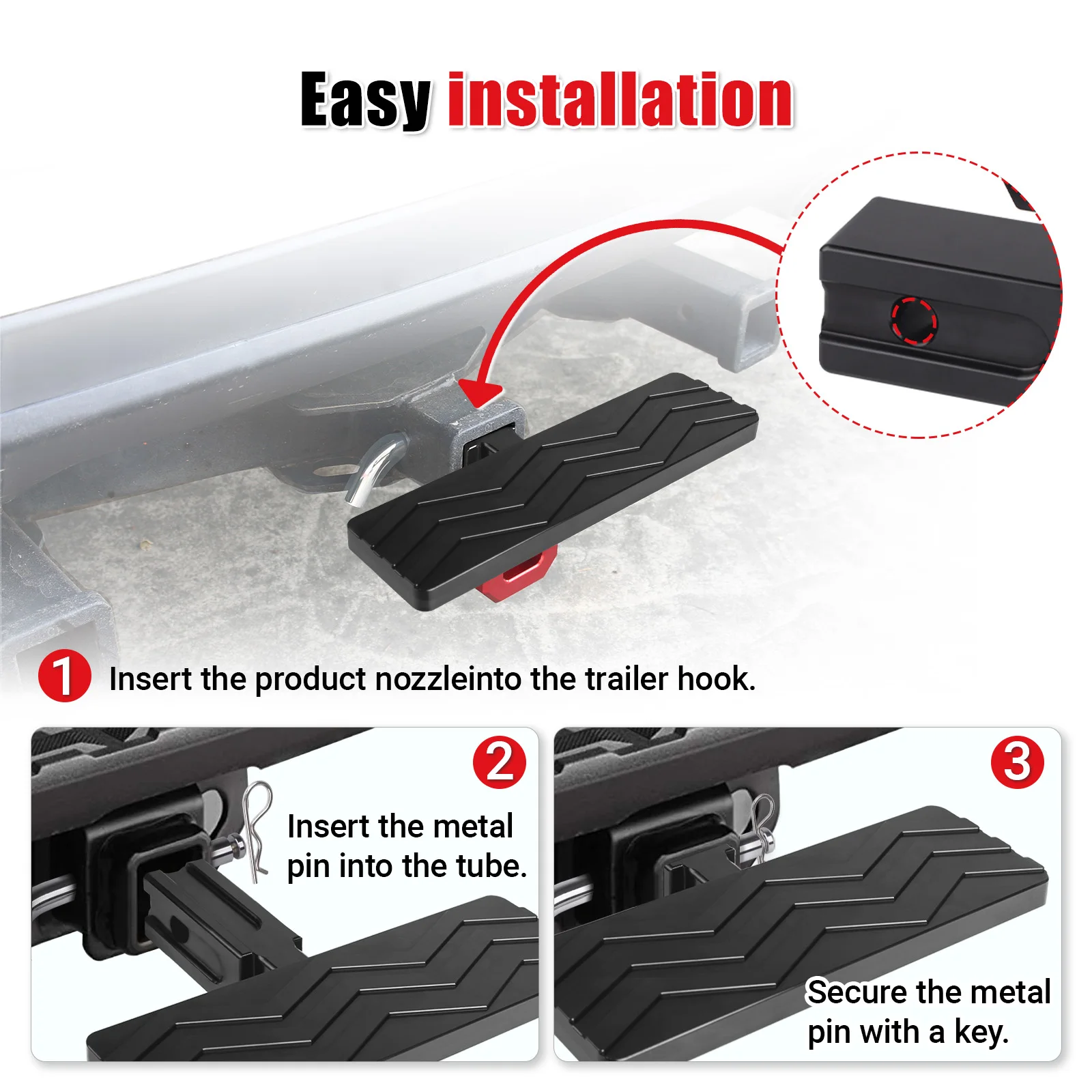 Bumper Step Hitch Slider With 3/4" D-Ring Shackle Combo Accessory For 2" Hitch Receivers Trucks Off-Road Vehicle Towing Pickup view 5