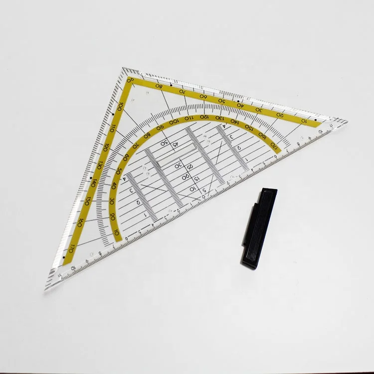 Drawing Drafting Geometry Protractor Triangle Ruler with Grip 22cm