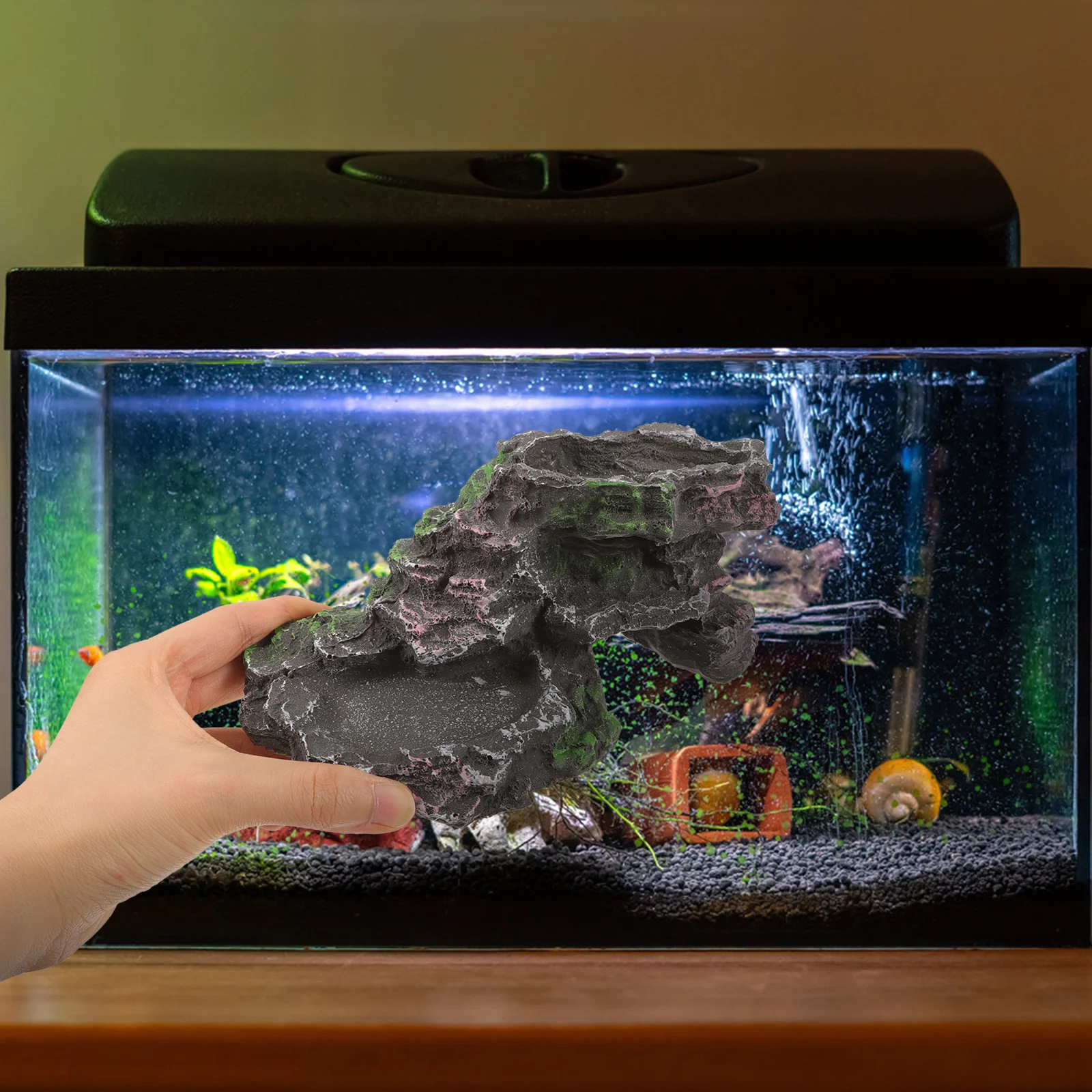 

Simulation Rockery Turtle Basking Platform Large Terrarium Hideout Reptile Decor Aquarium Turtle Tank Rocks Reptile Decor