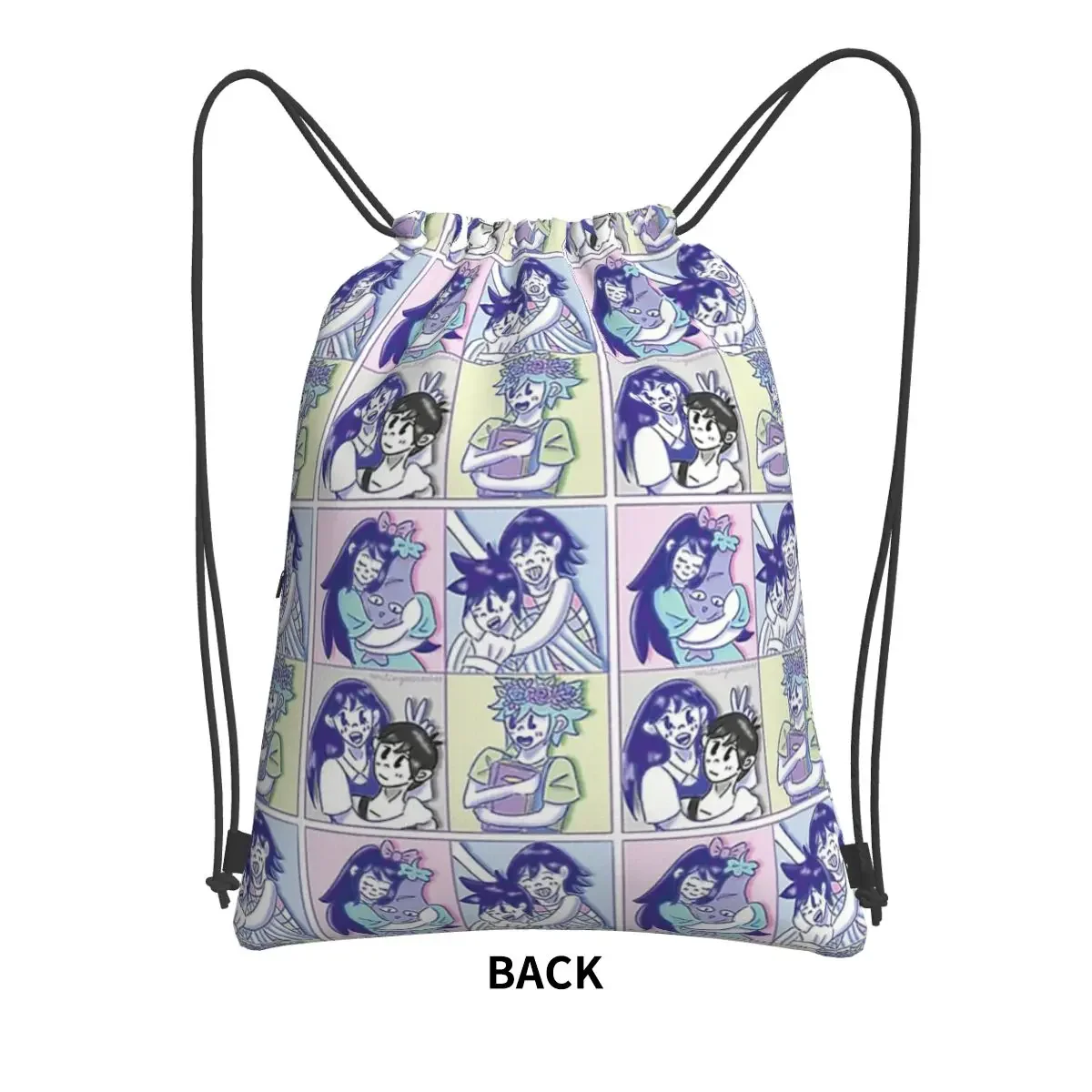 Omori Game Basil Mari Kel Aubrey mochilas portátiles, bolsa con cordón, paquete de cordón, bolsas de zapatos de bolsillo para estudiantes escolares