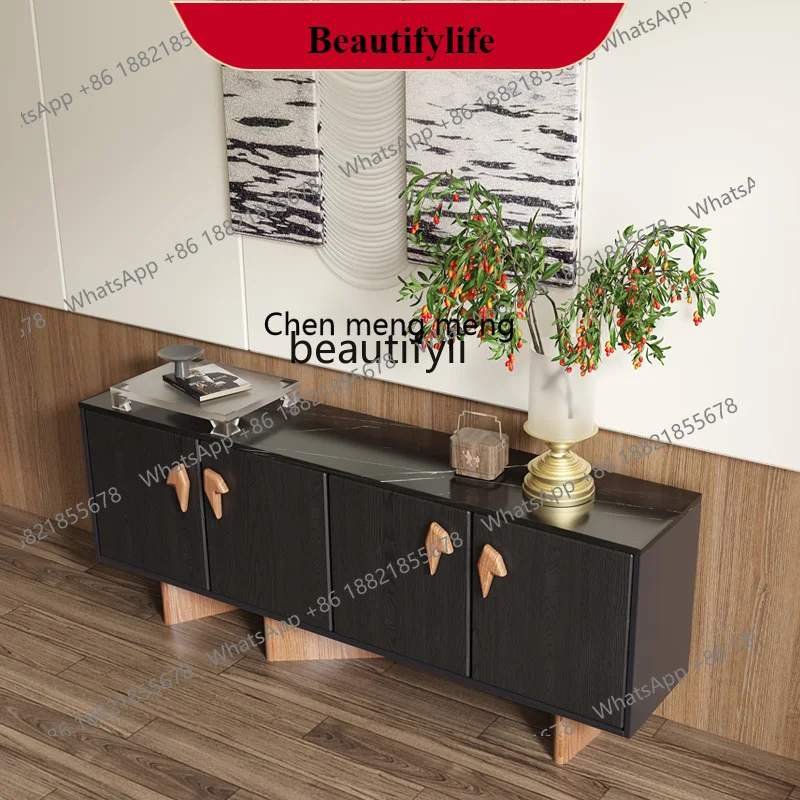 G153  Nordic style solid wood dining side cabinet tea, color matching paint entrance, cupboard storage, side cabinet