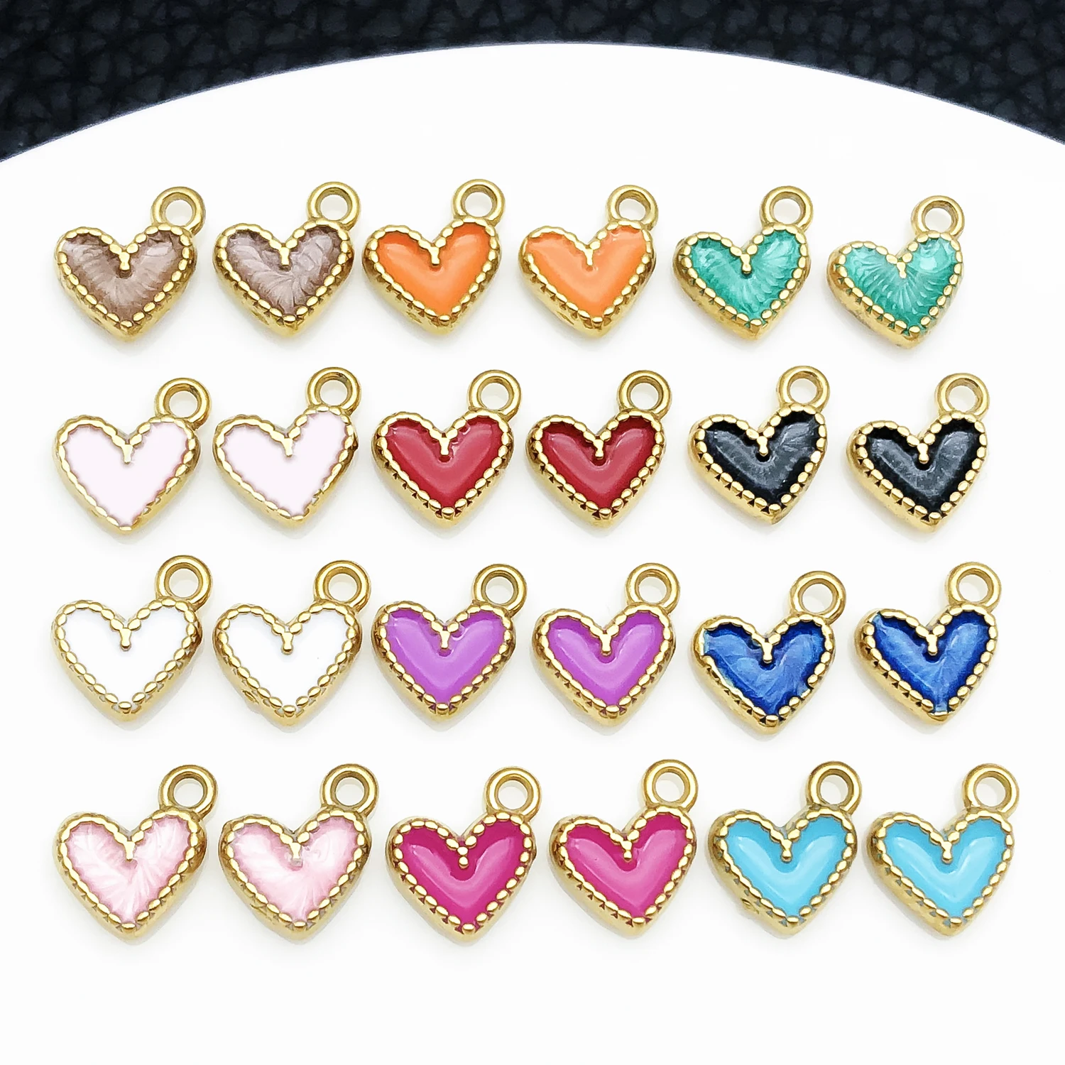 2Pcs 9mm Stainless Steel Small Cute Heart Charms Pendant Metal DIY Jewelry Making Accessories for Earrings Bracelet Necklace