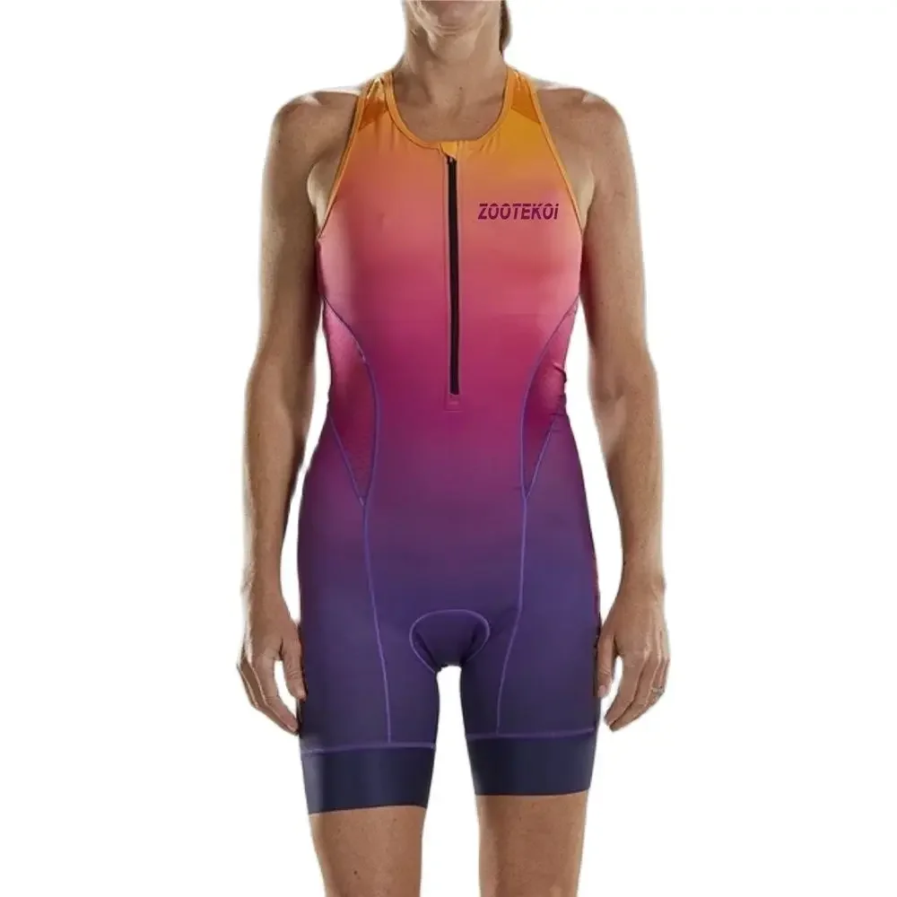 2020 ZOOTEKOI woman triathlon cycling skinsuit summer Sleeveless swimwear custom bike suit ciclismo cycling clothes jumpsuit