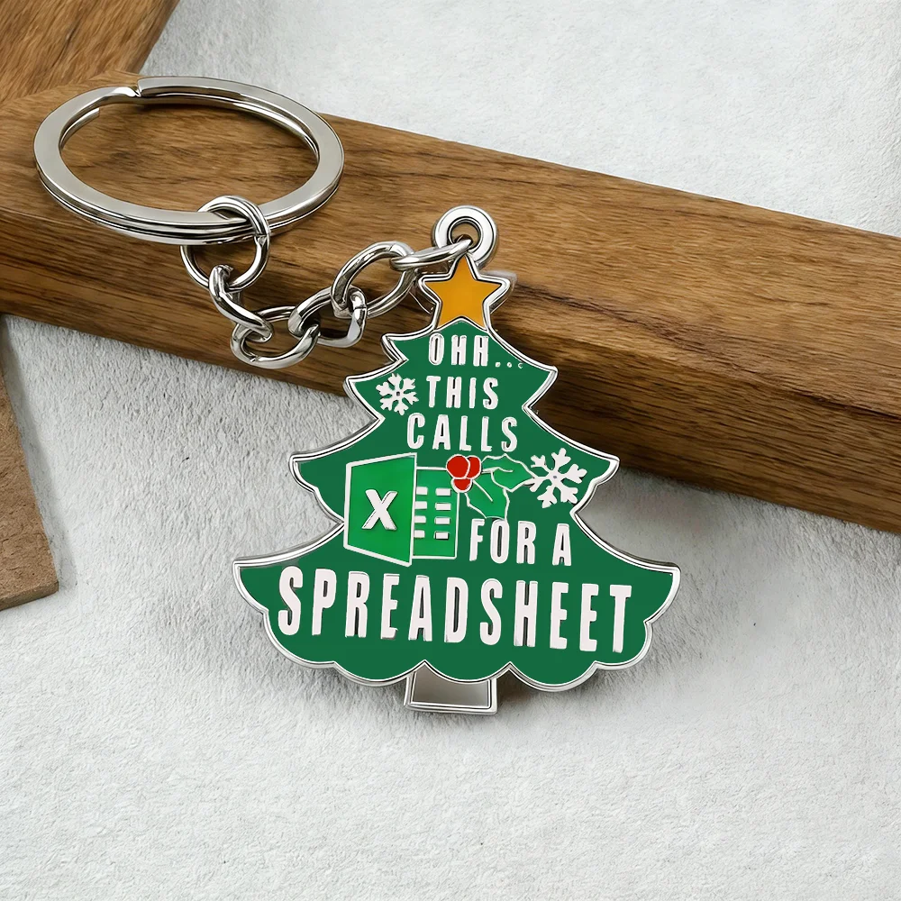 Lustiger Weihnachtsbaum-Schlüsselanhänger – „Ohh, das ruft nach einer Tabellenkalkulation“ – Humorvoller Schlüsselanhänger für Büroangestellte – Rucksack-Schlüsselzubehör – Weihnachtsgeschenk – Detail 13