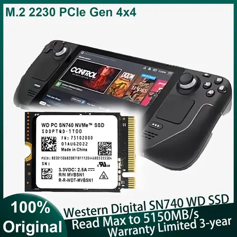 WD Western Digital PC SN740 NVMe 2TB M.2 2230 PCIe Gen 4x4 Internal SSD Solid State Drives  for Steam Deck Rog Ally GPD Tablet
