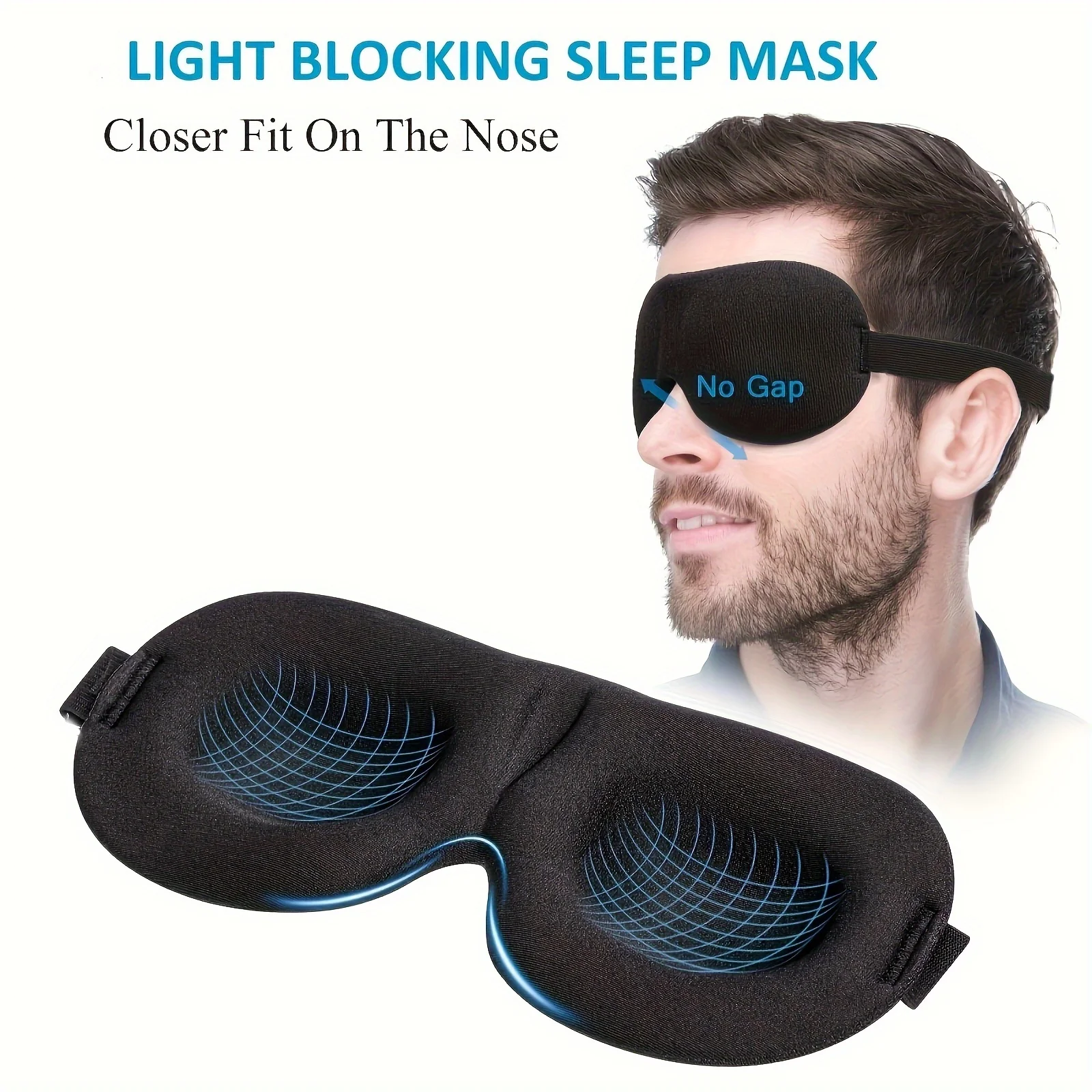 1pc Unisex Sleep Mask, 3D Light Blocking Eye Mask, Comfortable Polyester, Ideal for Supine and Side Sleepers Eyepatch.