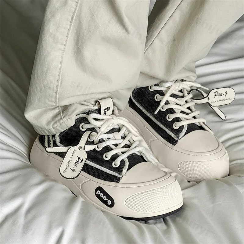 

Fashion Color Block Casual Shoes for Men 2025 Spring New Thick Sole Niche Design Canvas Sports Shoes Comfortable Chunky sneakers