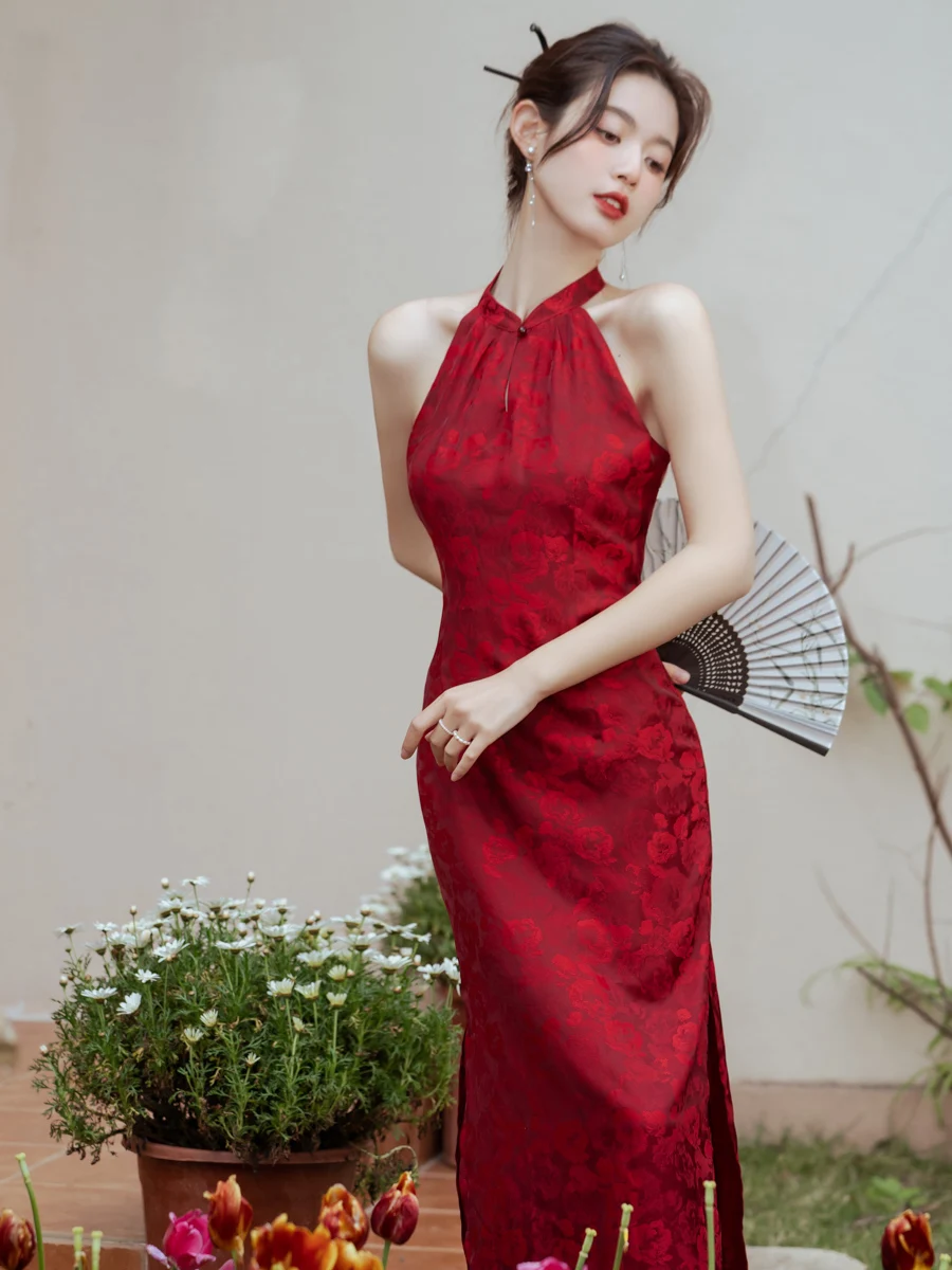 

Red Young Sle Wedding Dr Chinese New Sle Qipao Engagement Par Women's Faionable Ele Traditional Costume