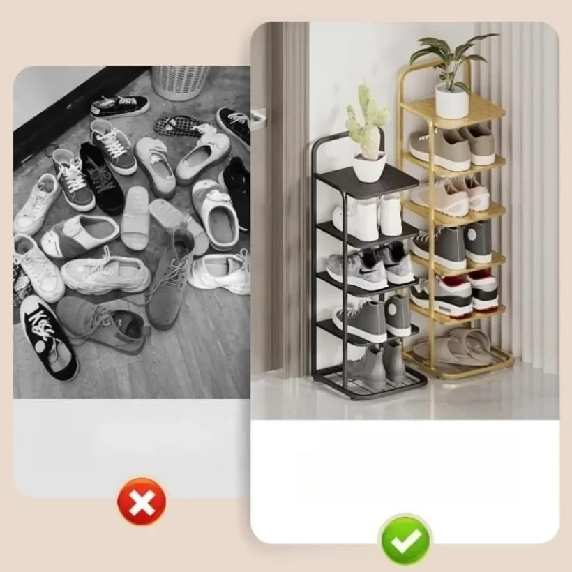 Modern Home Shoe Rack Shoe Cabinets Metal Shelves Vertical Storage Entrance Furniture Iron Art Storage Shelf Flower Plant Stand