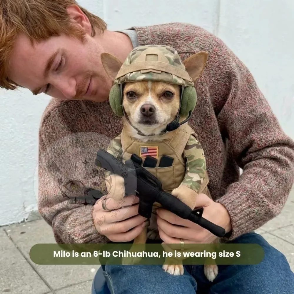 Halloween Pet Soldier Costume for Cats & Dogs Funny Tactical Dog Harness with Hat Outfit Halloween Carnival Parties Photos - view 5
