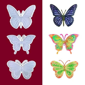 Kelebek kolye kristal epoksi kalıp el yapımı anahtarlık reçine silikon kalıp DIY el sanatları takı duvar dekorasyonu kalıp