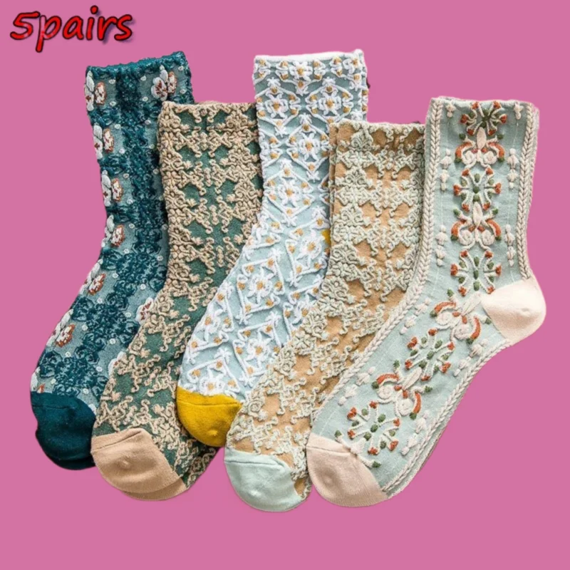 5 Pairs Sports Socks Cotton Tide Socks Retro Thickened Cotton Comfortable 2024 New Sports Fashion Anti-odor And Breathable Socks