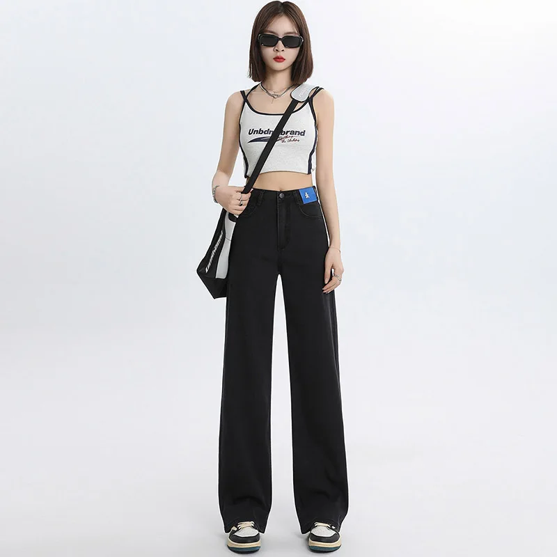 

Удобные женские джинсы с высокой талией для отдыха, приятные для кожи, винтажные мешковатые брюки с низкой талией Y2K, широкие брюки Harajuku