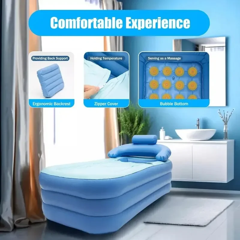 1pc Folding Portable Inflatable Bath Tub, Spa Warm Blow Up Bathtub, For Indoor Or Outdoor Use