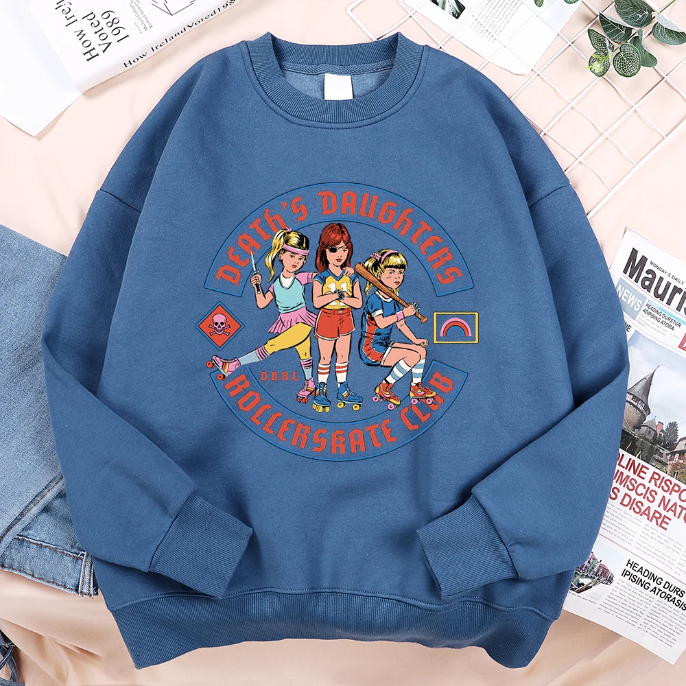 Death'S Daughters Rollersrate Club Clothing Men Women Loose Comfortable Hoodies Hip Hop Sweatshirt Cartoon Soft Pullover Hoodies