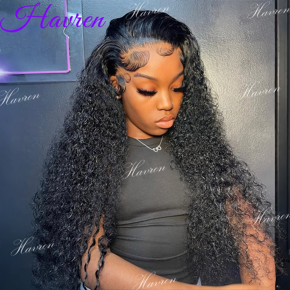 مجعد 250% الكثافة الدانتيل أمامي شعر مستعار شفاف موجة المياه الشعر البشري 30 40 بوصة موجة عميقة 13X4 Hd الدانتيل شعر مستعار أمامي 13X6 للنساء #1